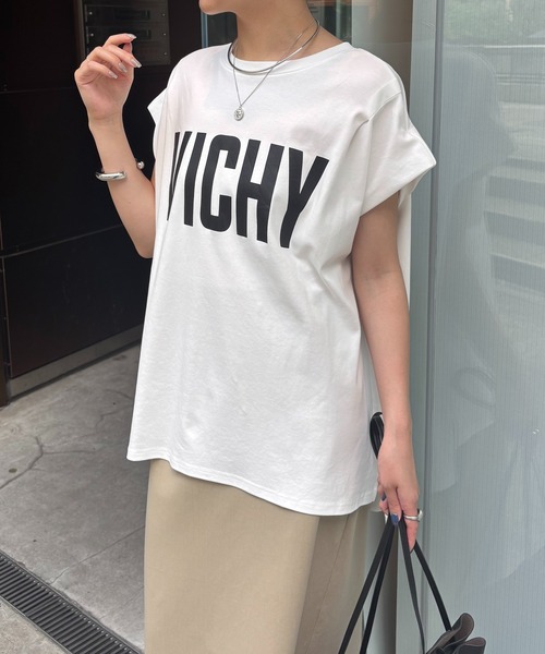 COLLAGE GALLARDAGALANTE(コラージュガリャルダガランテ)の「VICHY ロゴTシャツ/ZOZO限定(Tシャツ/カットソー・レディース・ホワイト/ベージュ・FREE)」の5枚目の写真
