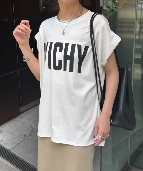 COLLAGE GALLARDAGALANTE(コラージュガリャルダガランテ)の「VICHY ロゴTシャツ/ZOZO限定(Tシャツ/カットソー・レディース・ホワイト/ベージュ・FREE)」の9枚目の写真