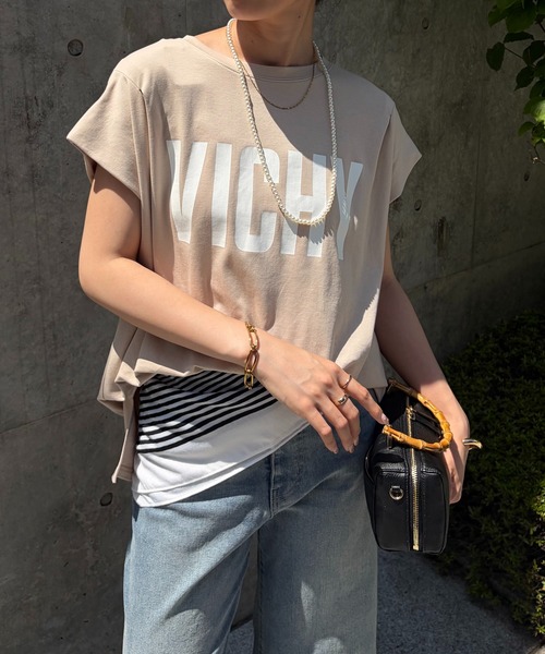 COLLAGE GALLARDAGALANTE(コラージュガリャルダガランテ)の「VICHY ロゴTシャツ/ZOZO限定(Tシャツ/カットソー・レディース・ホワイト/ベージュ・FREE)」の16枚目の写真