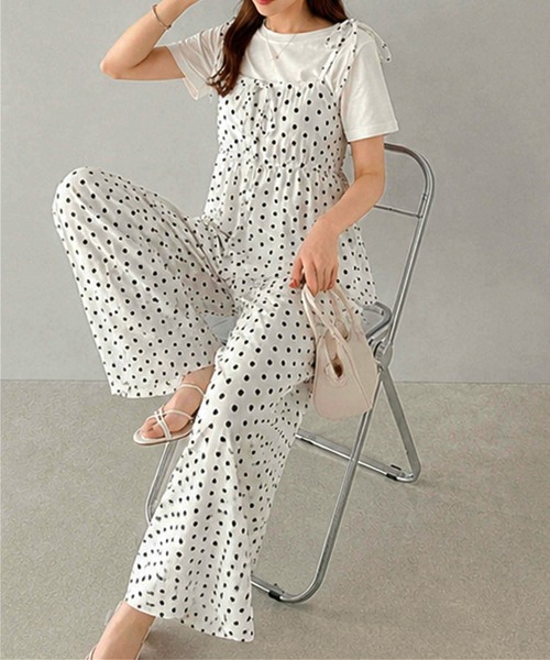 GLAMOROUS JANE(グラマラスジェーン)の「ドット柄キャミ×パンツ 2点セット(セットアップ・レディース・ホワイト/ブラック・FREE)」の4枚目の写真