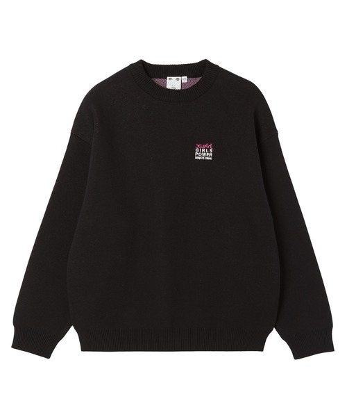 X-girl（エックスガール）の「BOX LOGO AND FACE JACQUARD KNIT TOP（ニット/セーター・レディース・アッシュ/ブラック・ONE SIZE）」の12枚目の写真