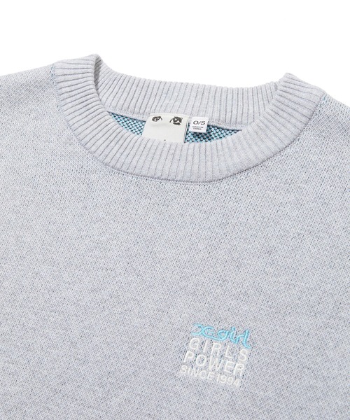 X-girl（エックスガール）の「BOX LOGO AND FACE JACQUARD KNIT TOP（ニット/セーター・レディース・アッシュ/ブラック・ONE SIZE）」の14枚目の写真