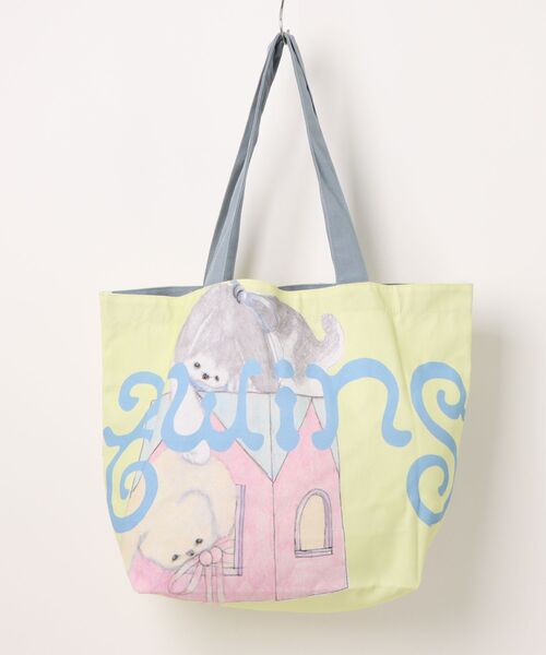 twins(nemne store)(ツインズ)の「twins big tote bag(トートバッグ・レディース・Yellow/チャコール/ライトブルー・フリー)」の10枚目の写真
