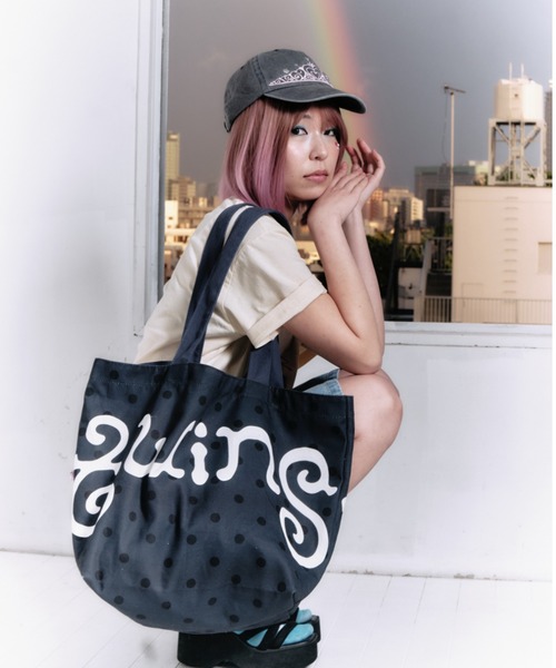 twins(nemne store)(ツインズ)の「twins big tote bag(トートバッグ・レディース・Yellow/チャコール/ライトブルー・フリー)」の1枚目の写真
