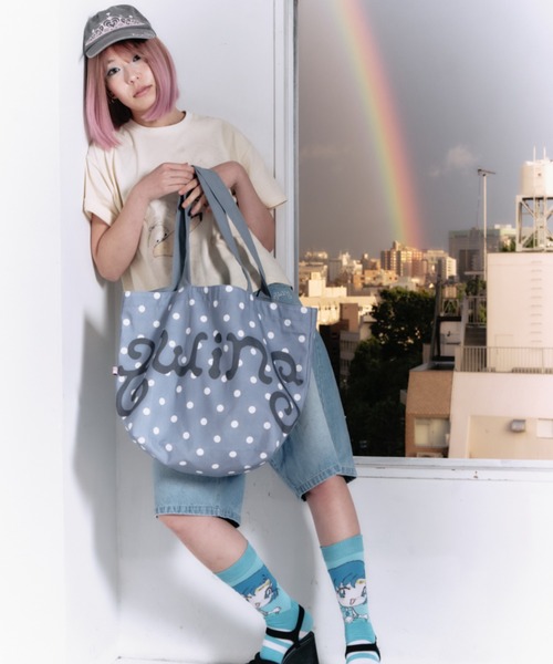 twins(nemne store)(ツインズ)の「twins big tote bag(トートバッグ・レディース・Yellow/チャコール/ライトブルー・フリー)」の7枚目の写真