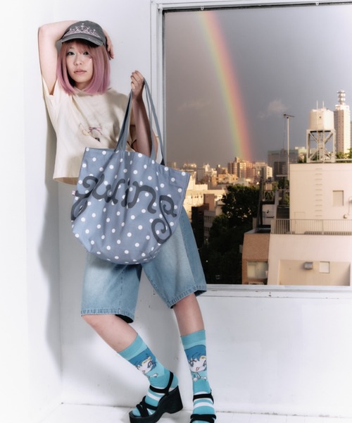 twins(nemne store)(ツインズ)の「twins big tote bag(トートバッグ・レディース・Yellow/チャコール/ライトブルー・フリー)」の8枚目の写真