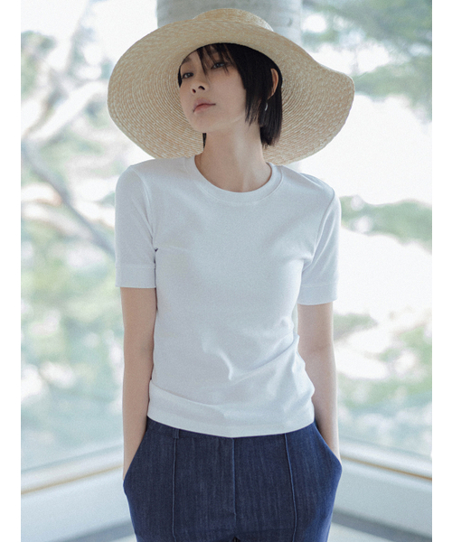 MEMUA（メムア）の「エディン 5部 モーダルTシャツ（Tシャツ/カットソー・レディース・ホワイト/ワイン/ブラック・FREE）」の5枚目の写真