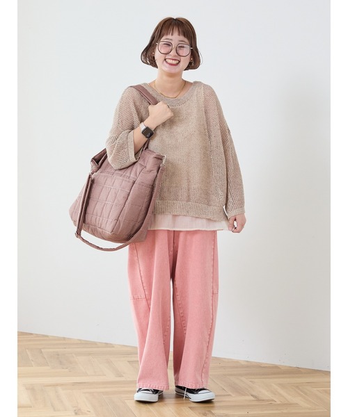 Samansa Mos2(サマンサ モスモス)の「【Cross×Staff】ボトルポケ付/10ポケットトートbag(ハンドバッグ・レディース・チャコールグレー/キャメル/オフホワイト・F)」の3枚目の写真