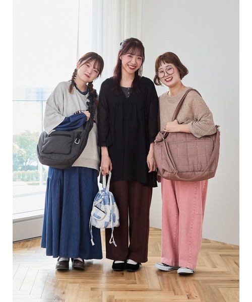 Samansa Mos2(サマンサ モスモス)の「【Cross×Staff】ボトルポケ付/10ポケットトートbag(ハンドバッグ・レディース・チャコールグレー/キャメル/オフホワイト・F)」の9枚目の写真