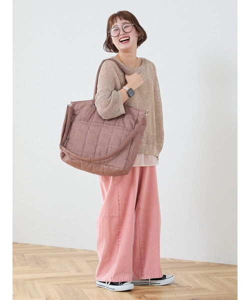 Samansa Mos2(サマンサ モスモス)の「【Cross×Staff】ボトルポケ付/10ポケットトートbag(ハンドバッグ・レディース・チャコールグレー/キャメル/オフホワイト・F)」の10枚目の写真