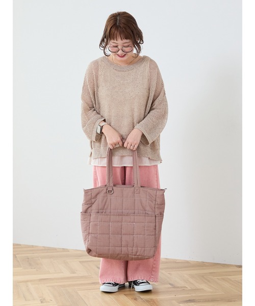 Samansa Mos2(サマンサ モスモス)の「【Cross×Staff】ボトルポケ付/10ポケットトートbag(ハンドバッグ・レディース・チャコールグレー/キャメル/オフホワイト・F)」の12枚目の写真