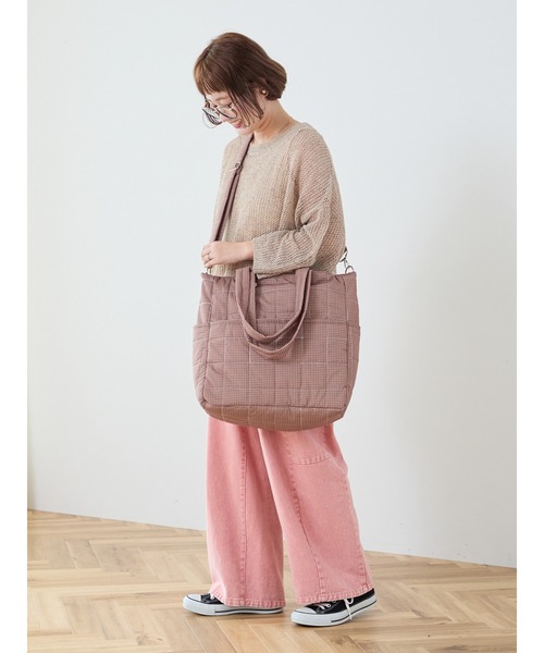 Samansa Mos2(サマンサ モスモス)の「【Cross×Staff】ボトルポケ付/10ポケットトートbag(ハンドバッグ・レディース・チャコールグレー/キャメル/オフホワイト・F)」の13枚目の写真