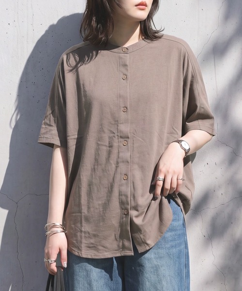 SELECT LEVERY(セレクトリベリー)の「接触冷感 ナイロン前開きドルマントップス(シャツ/ブラウス・レディース・ブラック/モカ/チャコール・MEDIUM/LARGE)」の7枚目の写真