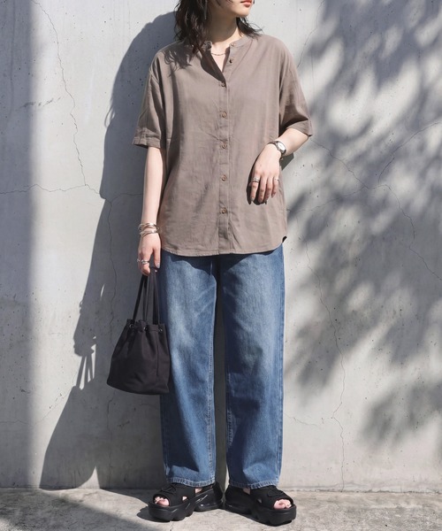 SELECT LEVERY(セレクトリベリー)の「接触冷感 ナイロン前開きドルマントップス(シャツ/ブラウス・レディース・ブラック/モカ/チャコール・MEDIUM/LARGE)」の9枚目の写真