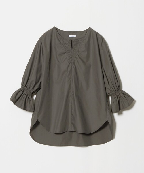 A DAY IN THE LIFE UNITED ARROWS(アデイインザライフユナイテッドアローズ)の「ステッチキーネック キャンディースリーブブラウス 7分袖 <A DAY IN THE LIFE>(シャツ/ブラウス・レディース・ナチュラル/ダークオレンジ/ダークグレー・FREE)」の2枚目の写真