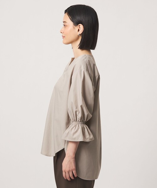 A DAY IN THE LIFE UNITED ARROWS(アデイインザライフユナイテッドアローズ)の「ステッチキーネック キャンディースリーブブラウス 7分袖 <A DAY IN THE LIFE>(シャツ/ブラウス・レディース・ナチュラル/ダークオレンジ/ダークグレー・FREE)」の4枚目の写真