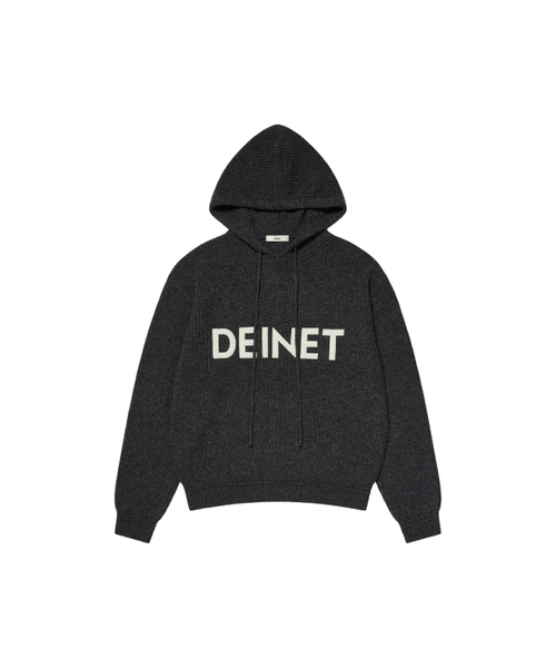 DEINET(ダイニット)の「BASIC LOGO KNIT HOODIE IN CHARCOAL(ニット/セーター・レディース・その他・FREE)」の1枚目の写真