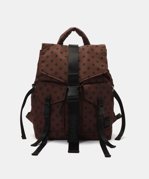 GANNI(ガニー)の「GANNI / ガニー Re-Tech Printed Nylon Backpack(バックパック/リュック・レディース・モカ・FREE)」の1枚目の写真