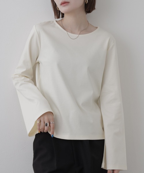 OMNES（オムネス）の「BEAUTIFUL FRIDAY 袖フレアプルオーバー 長袖（Tシャツ/カットソー・レディース・ホワイト/ブラック・L/M）」の4枚目の写真