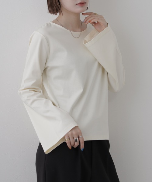 OMNES（オムネス）の「BEAUTIFUL FRIDAY 袖フレアプルオーバー 長袖（Tシャツ/カットソー・レディース・ホワイト/ブラック・L/M）」の5枚目の写真
