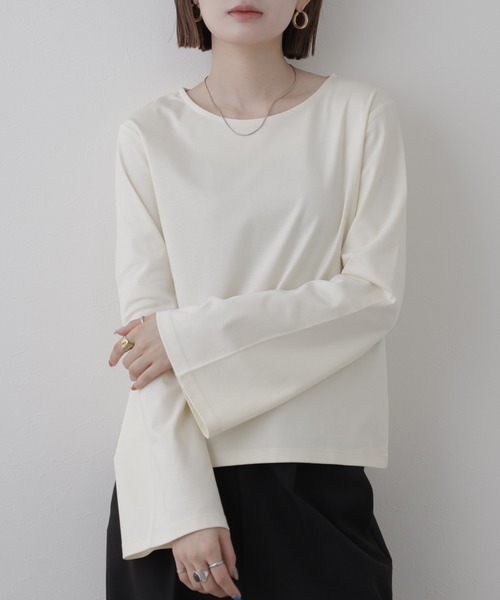 OMNES（オムネス）の「BEAUTIFUL FRIDAY 袖フレアプルオーバー 長袖（Tシャツ/カットソー・レディース・ホワイト/ブラック・L/M）」の6枚目の写真