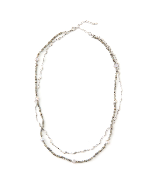 DNSR(ディーエヌエスアール)の「Layered Beaded Necklace Grey(ネックレス・メンズ・その他・OS)」の1枚目の写真