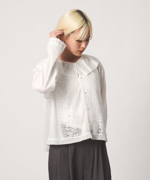 BEAUTY&YOUTH UNITED ARROWS(ビューティーアンドユースユナイテッドアローズ)の「エンブロイダリー フリルカラー シャツ(シャツ/ブラウス・レディース・ベージュ/ブラック/ホワイト・FREE)」の8枚目の写真