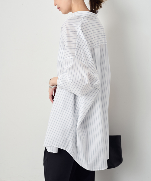 SLOBE IENA(スローブイエナ)の「ファインブロードルーズシャツチュニック(チュニック・レディース・ホワイト/ピンク・FREE)」の7枚目の写真