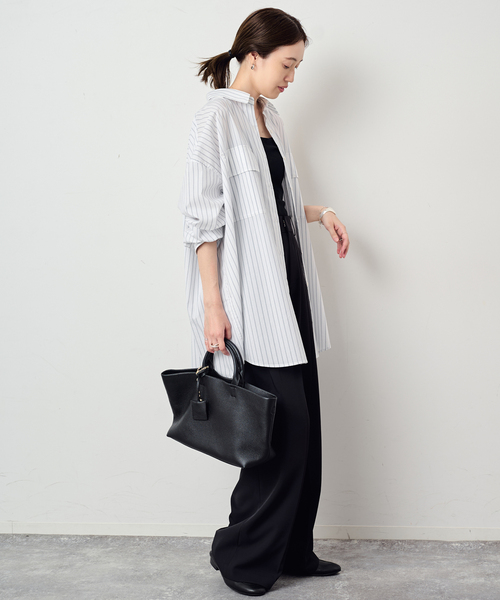 SLOBE IENA(スローブイエナ)の「ファインブロードルーズシャツチュニック(チュニック・レディース・ホワイト/ピンク・FREE)」の10枚目の写真