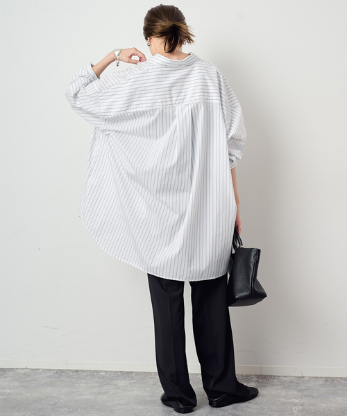 SLOBE IENA(スローブイエナ)の「ファインブロードルーズシャツチュニック(チュニック・レディース・ホワイト/ピンク・FREE)」の12枚目の写真