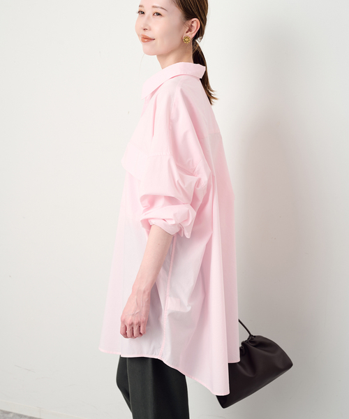 SLOBE IENA(スローブイエナ)の「ファインブロードルーズシャツチュニック(チュニック・レディース・ホワイト/ピンク・FREE)」の14枚目の写真