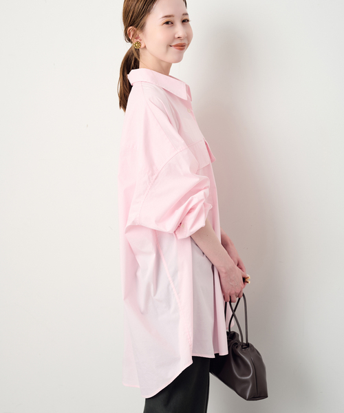 SLOBE IENA(スローブイエナ)の「ファインブロードルーズシャツチュニック(チュニック・レディース・ホワイト/ピンク・FREE)」の15枚目の写真