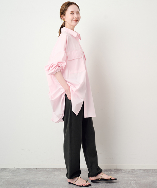 SLOBE IENA(スローブイエナ)の「ファインブロードルーズシャツチュニック(チュニック・レディース・ホワイト/ピンク・FREE)」の18枚目の写真