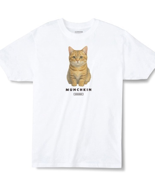 Moftique(モフティック)の「Moftique(モフティック) エントリーモデル 半袖Tシャツ アニマル マンチカン 猫 キャット ペット インクジェットプリント 褪せ感 4.0オンス 薄手 トップス カットソー 夏 カジュアル レディース ユニセックス(Tシャツ/カットソー・レディース・ホワイト・S)」の1枚目の写真