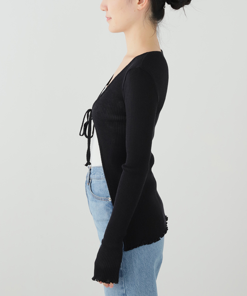 VERMEIL par iena(ヴェルメイユパーイエナ)の「Seamless Basic シームレスベーシック カーディガン SB1150(カーディガン/ボレロ・レディース・ブラック/ブラウン・FREE)」の5枚目の写真