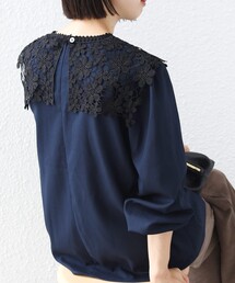 【WEB限定】〈手洗い可能〉フラワー ヨーク レース ロング スリーブ ブラウス