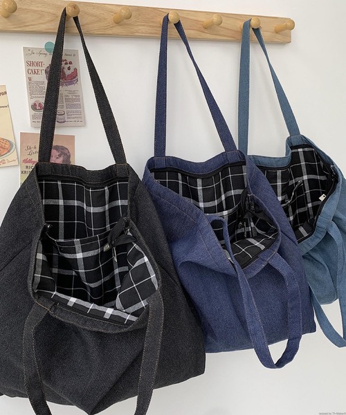 Mignonjour（ミニョンジュール）の「Mignonjour/デニムトートバッグ M2971（トートバッグ・レディース・ライトブルー/ブラック/ブルー・FREE）」の9枚目の写真