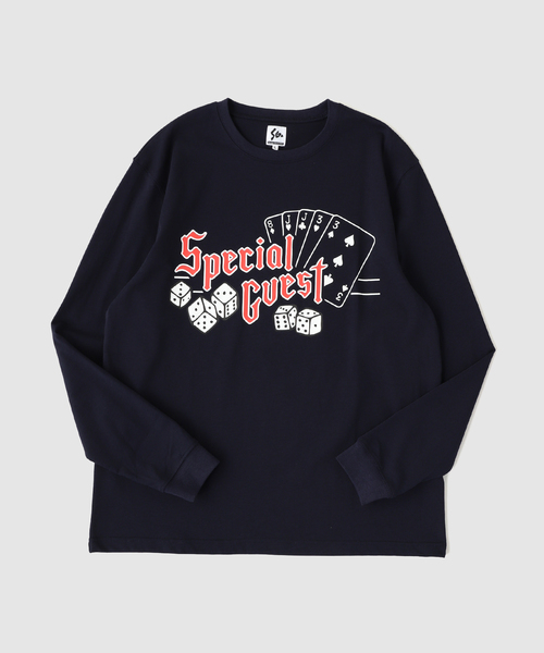 SPECIAL GUEST K.K(スペシャルゲスト)の「SPECIAL GUEST / スペシャルゲスト CASINO LOGO LS TEE(Tシャツ/カットソー・メンズ・ネイビー/ホワイト・LARGE/MEDIUM)」の2枚目の写真