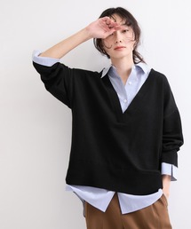 ドッキングシャツVネックニット