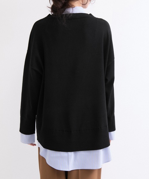 le cercle ADAM ET ROPE'(ルセルクルアダムエロペ)の「ドッキングシャツVネックニット(ニット/セーター・レディース・グレー/ブラック系その他・FREE)」の12枚目の写真