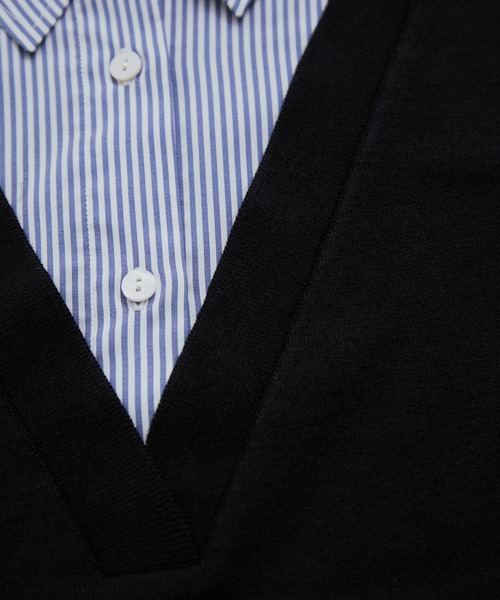 le cercle ADAM ET ROPE'(ルセルクルアダムエロペ)の「ドッキングシャツVネックニット(ニット/セーター・レディース・グレー/ブラック系その他・FREE)」の18枚目の写真