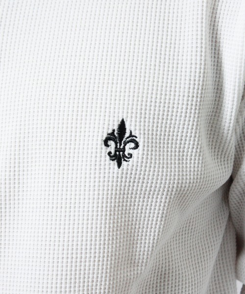 NYLAUS（ナイラス）の「【NYS】ワンポイント刺繍 ヘンリーネック ワッフル ロンT 長袖Tシャツ ロングTシャツ ジャストサイズ（Tシャツ/カットソー・メンズ・ホワイト/ブラック・M/L）」の11枚目の写真
