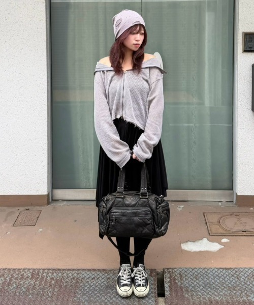 Chikashitsu +（チカシツプラス）の「【Chikashitsu +】clay net zip-up jacket / 【チカシツプラス】クレイネットシアージップアップジャケット（カーディガン/ボレロ・メンズ・ブラック/グレー/アイボリー・ONE SIZE）」の13枚目の写真