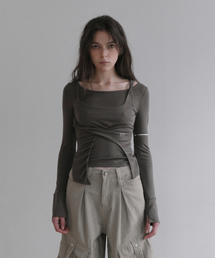 レイヤードジャージーTシャツ [KHAKI]
