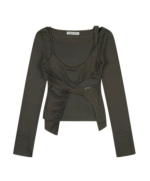 ORDINARY HOLIDAY（オーディナリー ホリデー）の「レイヤードジャージーTシャツ [KHAKI]（Tシャツ/カットソー・レディース・その他・SMALL/MEDIUM）」の2枚目の写真