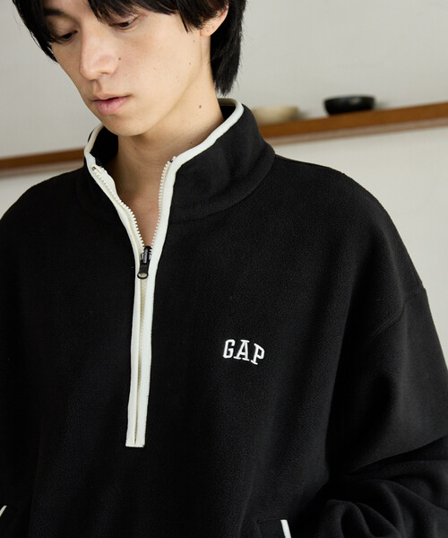 GAP(ギャップ)の「PUBLUX × GAP/ギャップ 別注 配色 フリース ハーフジップ プルオーバー/アノラック 限定展開(スウェット・メンズ・レオパード/サックスブルー/ネイビー/ブラック・SMALL/MEDIUM/LARGE)」の11枚目の写真
