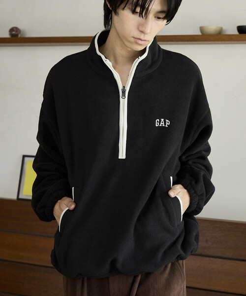 GAP(ギャップ)の「PUBLUX × GAP/ギャップ 別注 配色 フリース ハーフジップ プルオーバー/アノラック 限定展開(スウェット・メンズ・レオパード/サックスブルー/ネイビー/ブラック・SMALL/MEDIUM/LARGE)」の12枚目の写真