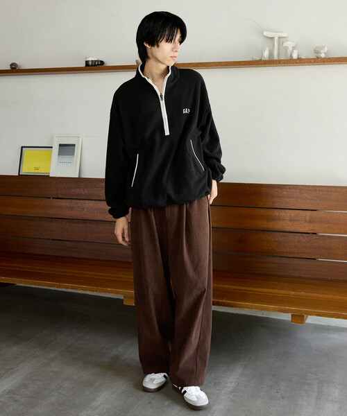 GAP(ギャップ)の「PUBLUX × GAP/ギャップ 別注 配色 フリース ハーフジップ プルオーバー/アノラック 限定展開(スウェット・メンズ・レオパード/サックスブルー/ネイビー/ブラック・SMALL/MEDIUM/LARGE)」の13枚目の写真