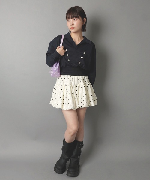 SPINNS(スピンズ)の「ベルト付き ドットバルーンミニスカート/韓国ガーリー(スカート・レディース・ブラウン/ブラック/アイボリー・ONESIZE)」の13枚目の写真