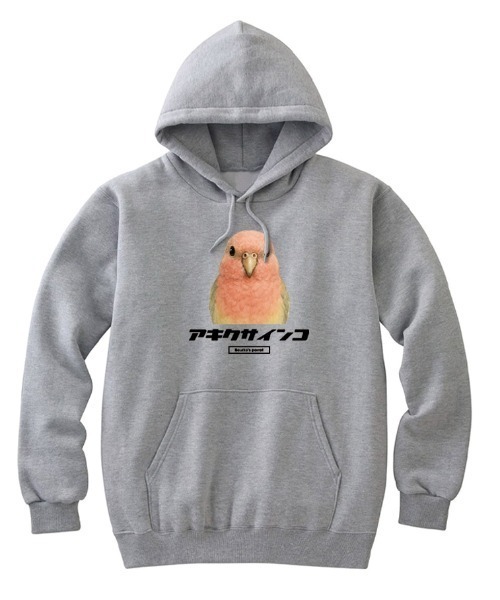Moftique(モフティック)の「Moftique(モフティック) プルパーカー スウェット 裏毛 アキクサインコ 鳥 アニマル プリント トップス レディース ユニセックス(パーカー・レディース・ホワイト/ブラック/ヘザーグレー・XS/S)」の3枚目の写真
